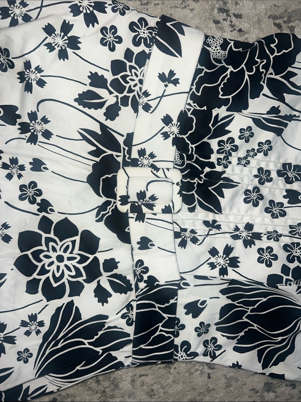 B. Smart Vintage Y2K Strapless Black & White Floral Belted Cotton Dress,Size 12 - Picture 5 of 9